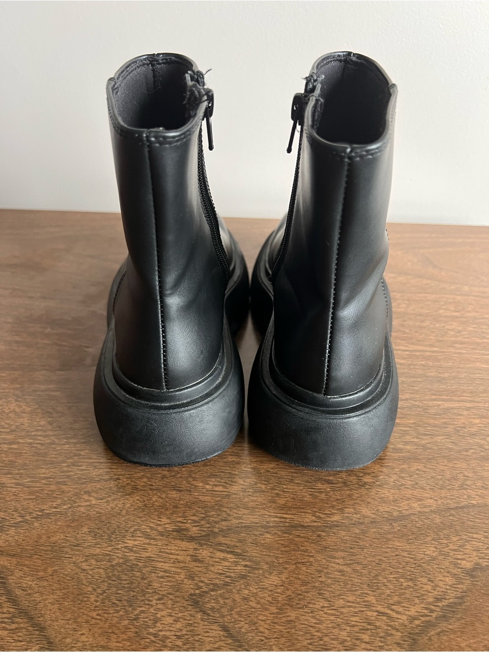 Black Platform Ankle Boots Minimalist Quiet‎ Luxury Zip Boots Chunky Lug - Picture 5 of 10